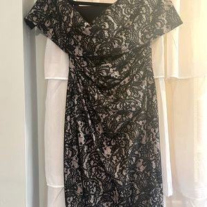 Vince Camuto black lace off the shoulder cocktail dress